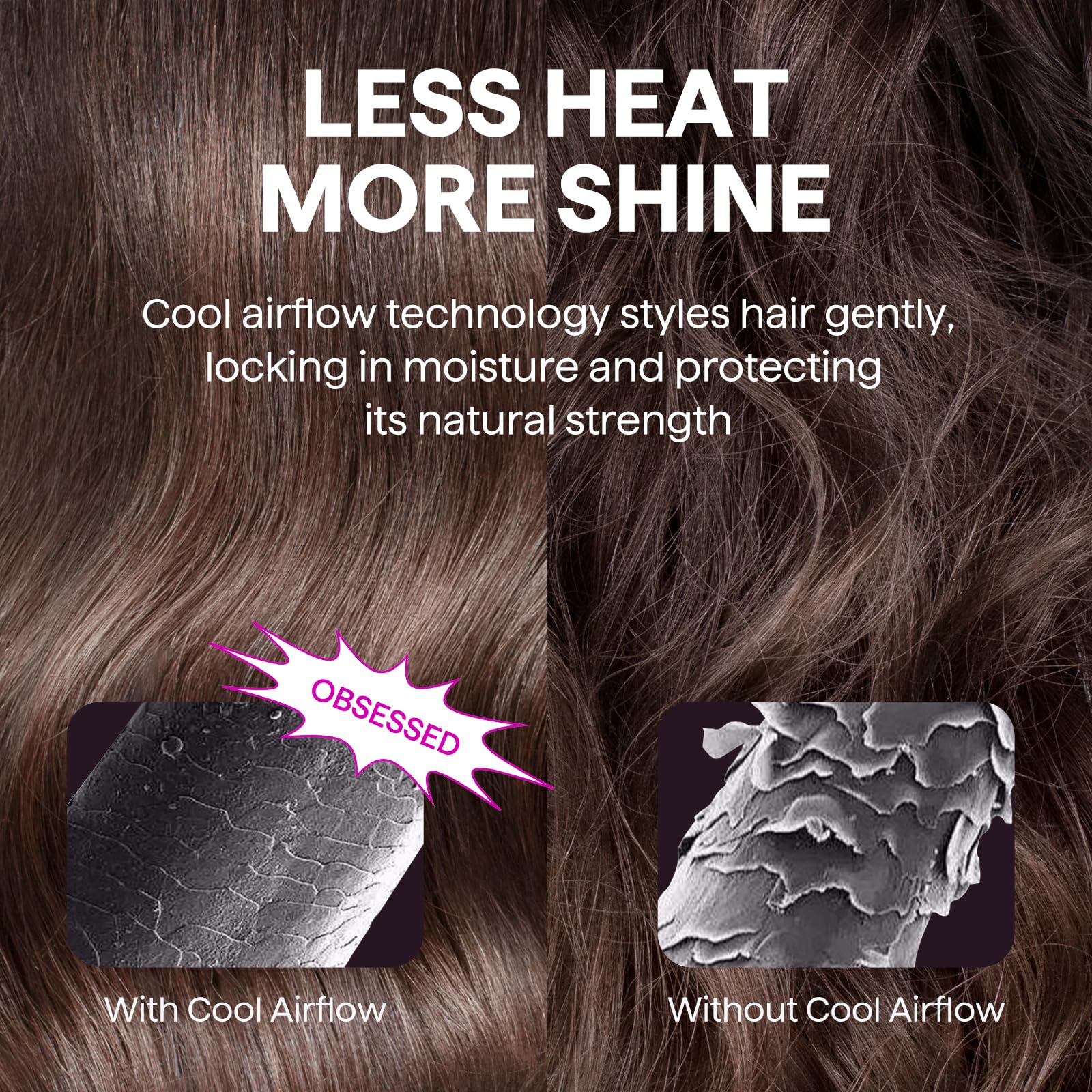 Wavytalk Root lifter with cold air adds volume at the crown.