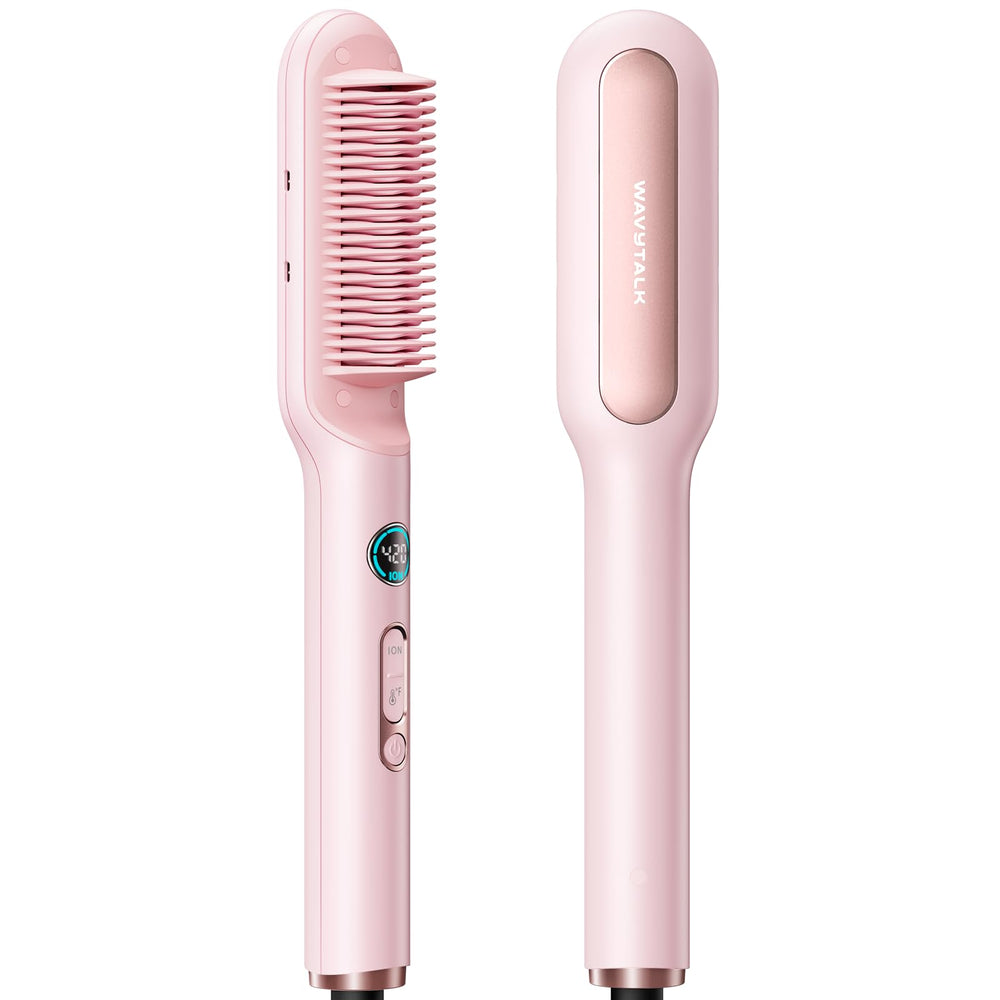 Wavytalk hair straightener brush heat plate delivers fast, silky straightening.