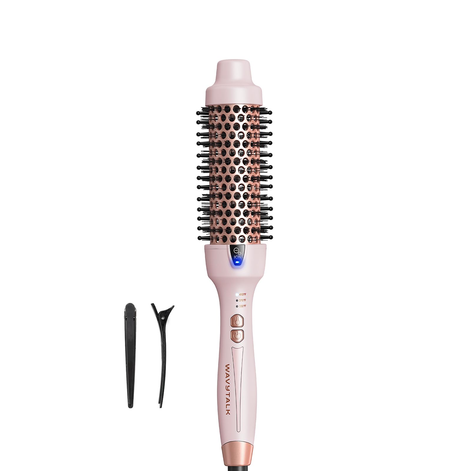 Wavytalk thermal brush barrel close-up demonstrates even heat for smooth, frizz-free results