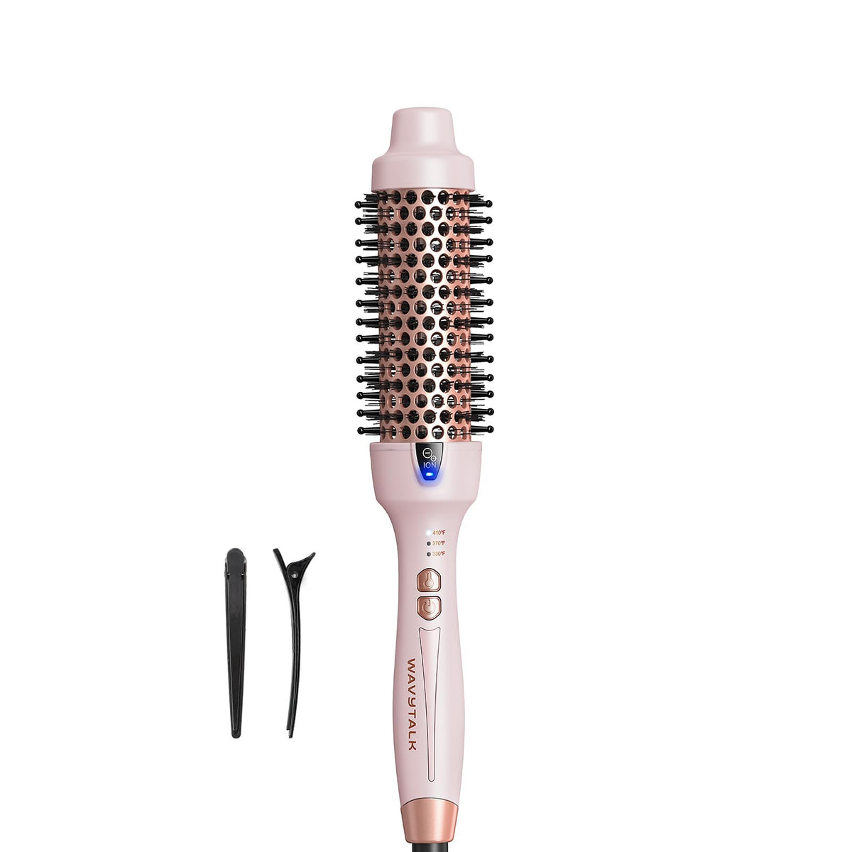 Wavytalk thermal brush barrel close-up demonstrates even heat for smooth, frizz-free results