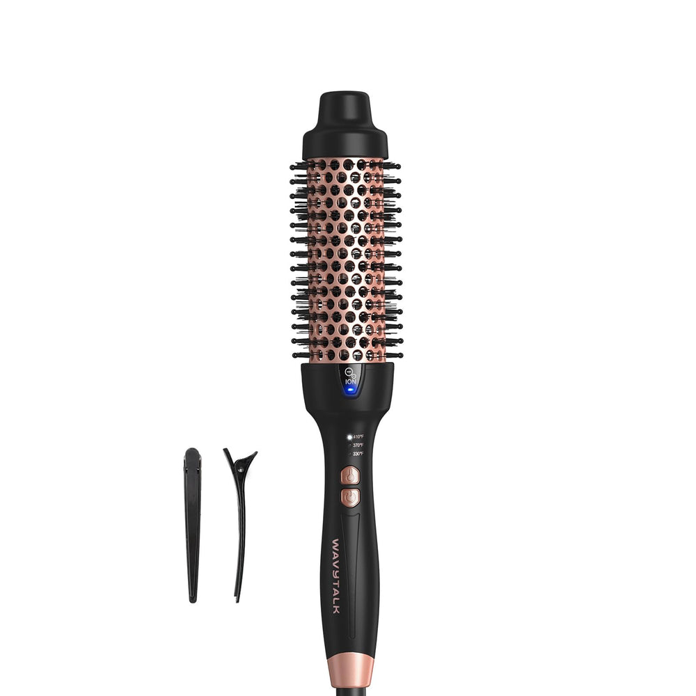 Wavytalk thermal brush barrel close-up showing even heat for smooth hair