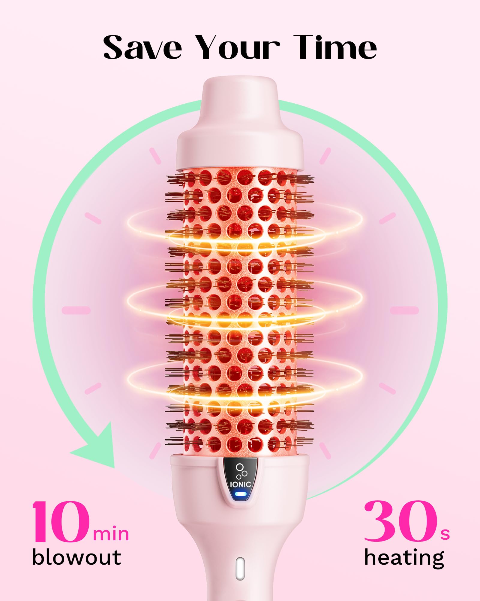 Wavytalk compact pink brush with easy controls and cord management.