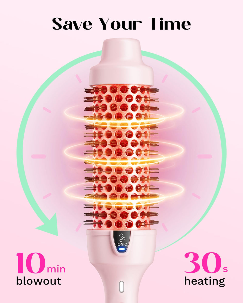 Wavytalk compact pink brush with easy controls and cord management.