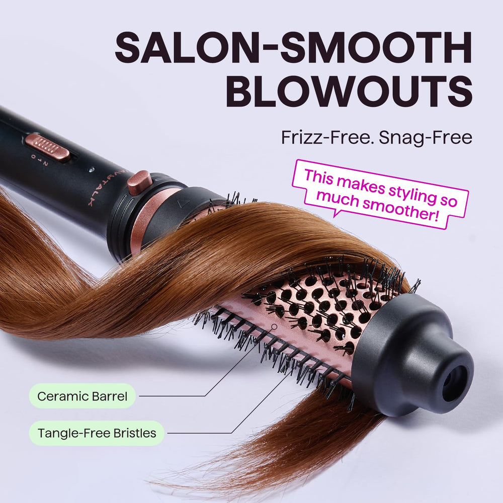 Dual voltage travel-ready Wavytalk Thermal Brush for international styling.