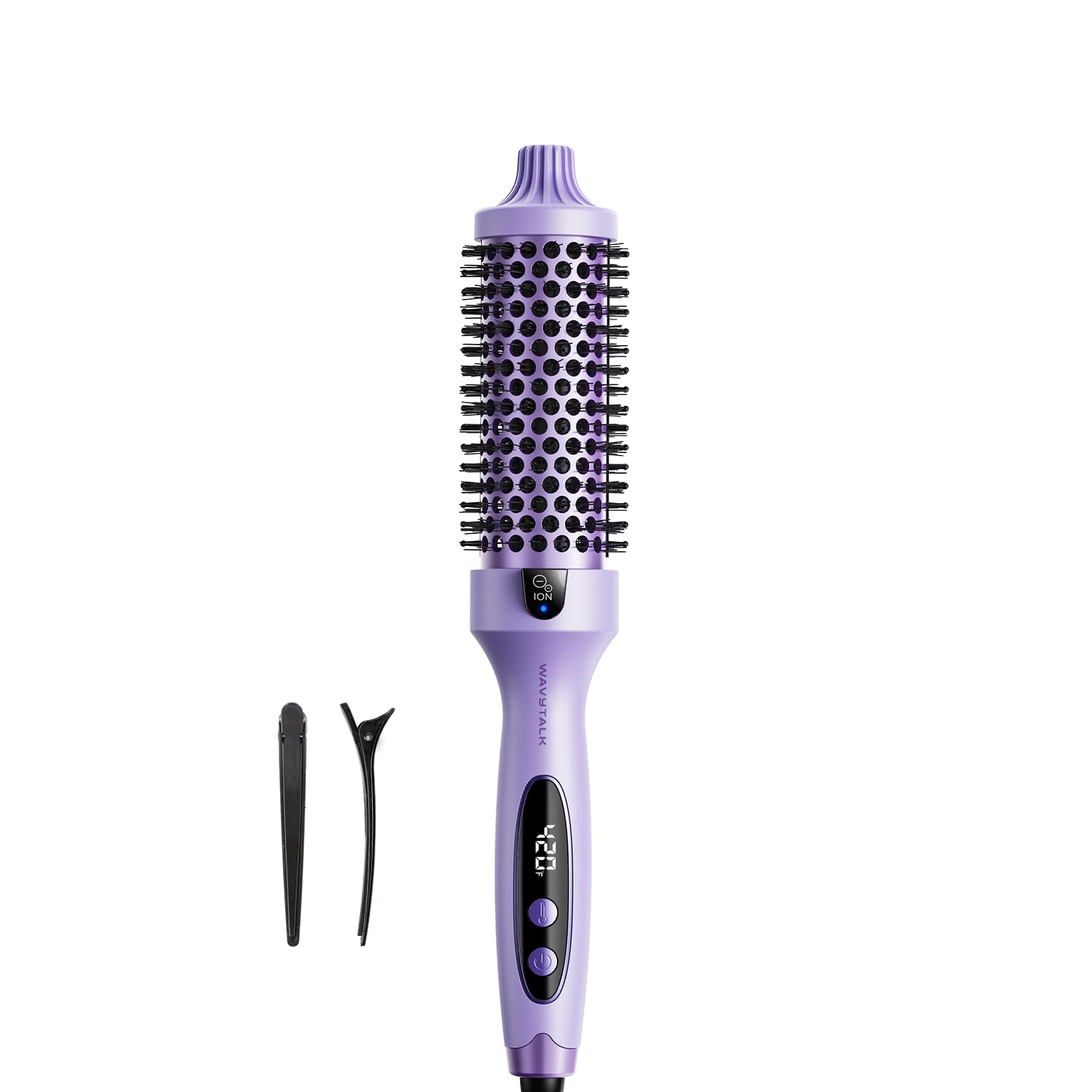 Wavytalk Thermal Brush close-up showing ergonomic handle for comfortable styling