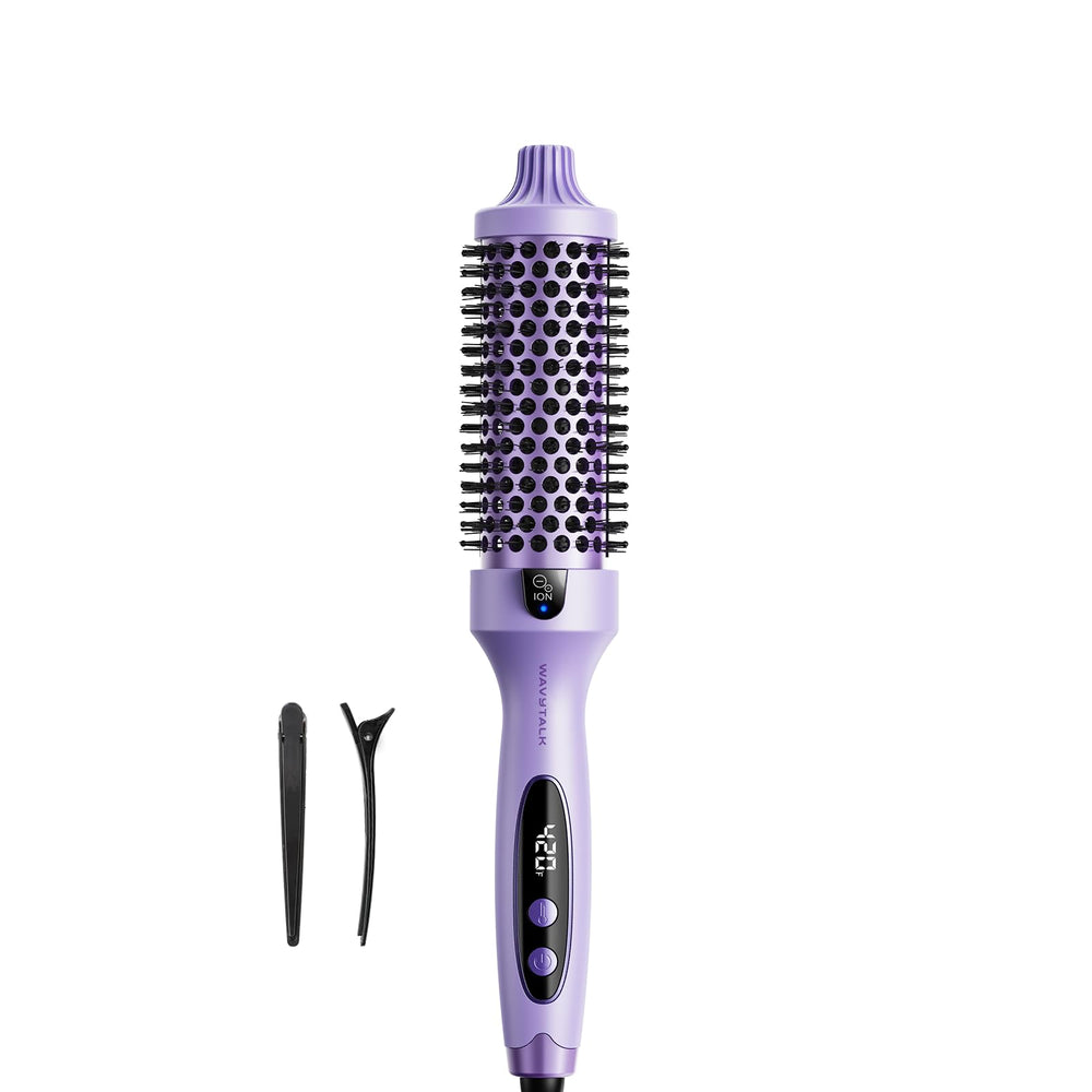 Wavytalk Thermal Brush close-up showing ergonomic handle for comfortable styling