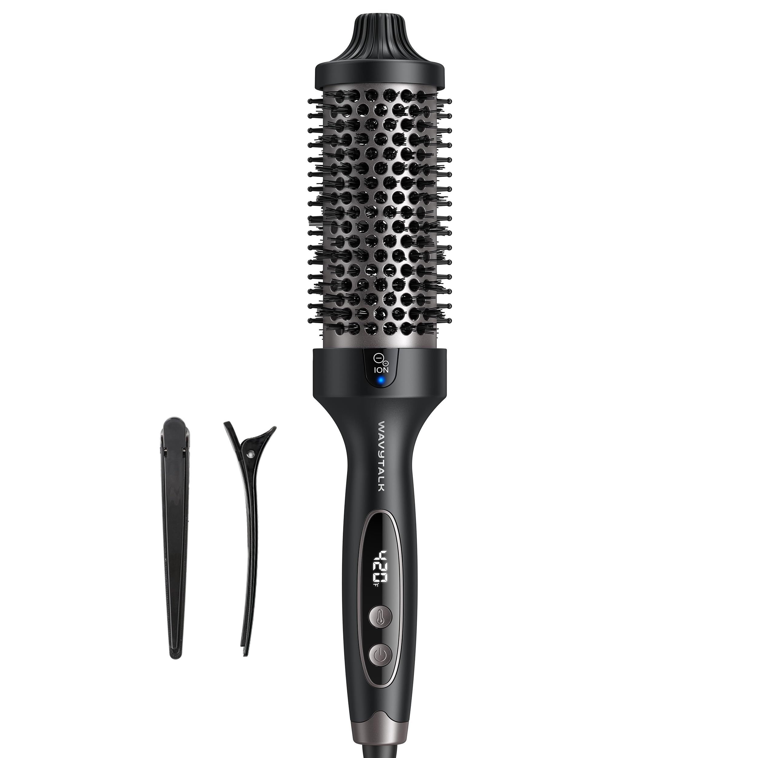 Wavytalk Thermal Brush handle detail with ergonomic grip for comfortable styling.