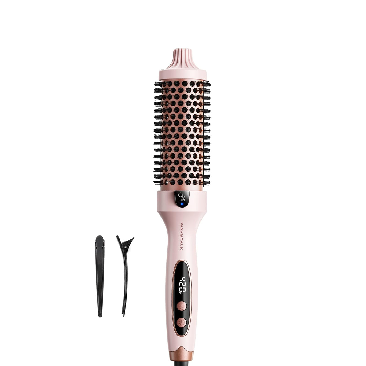 Wavytalk thermal brush in pink Sakura finish for smooth, frizz-free styling.