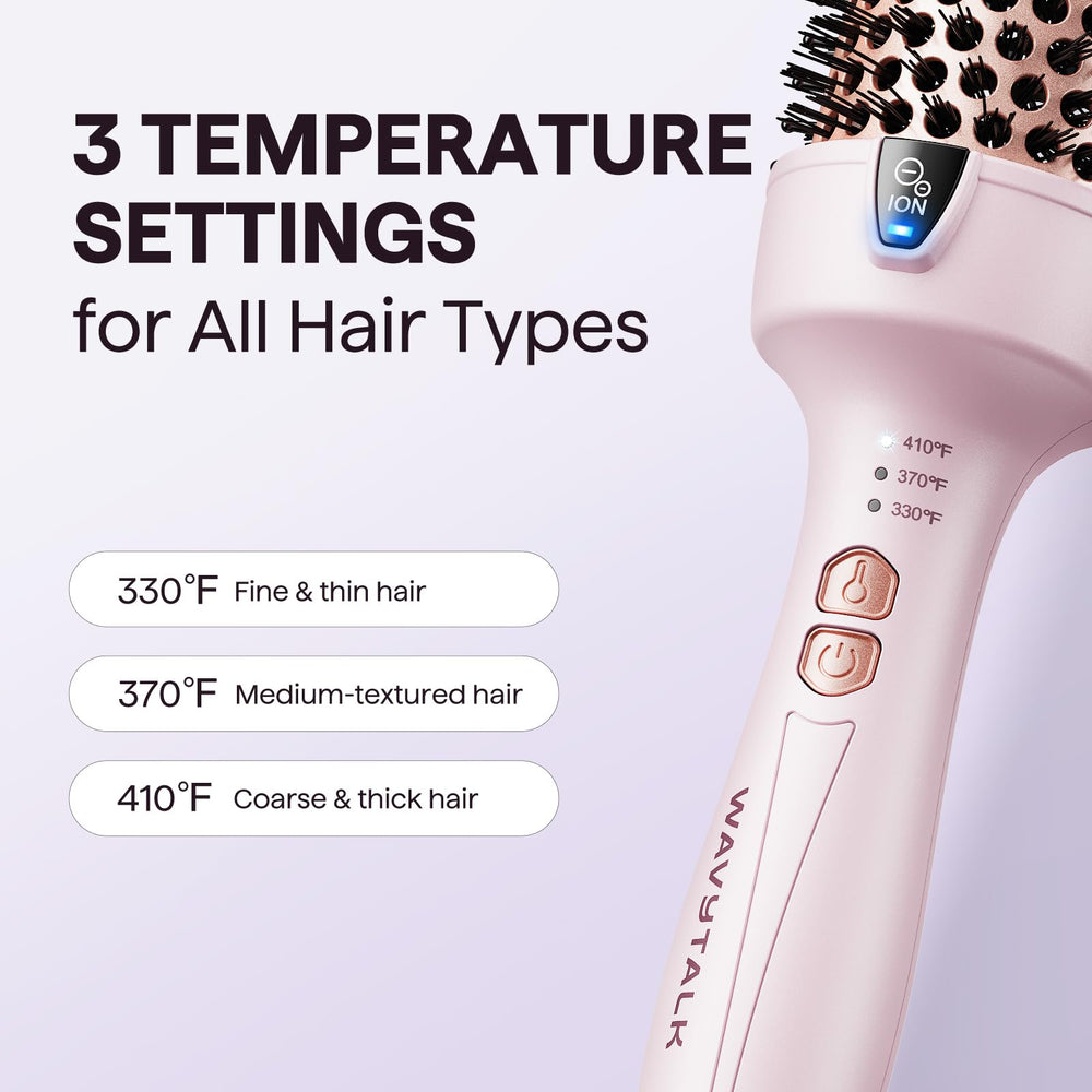 Wavytalk Thermal Brush features three temperature settings for different hair types.