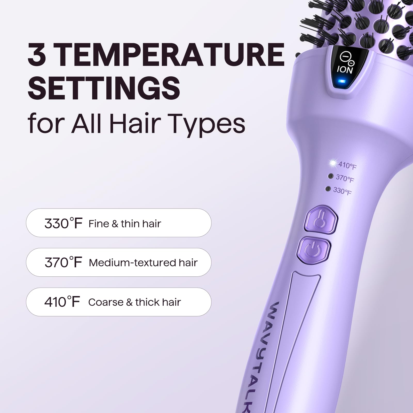 Wavytalk round brush aids detangling and gentle curling.