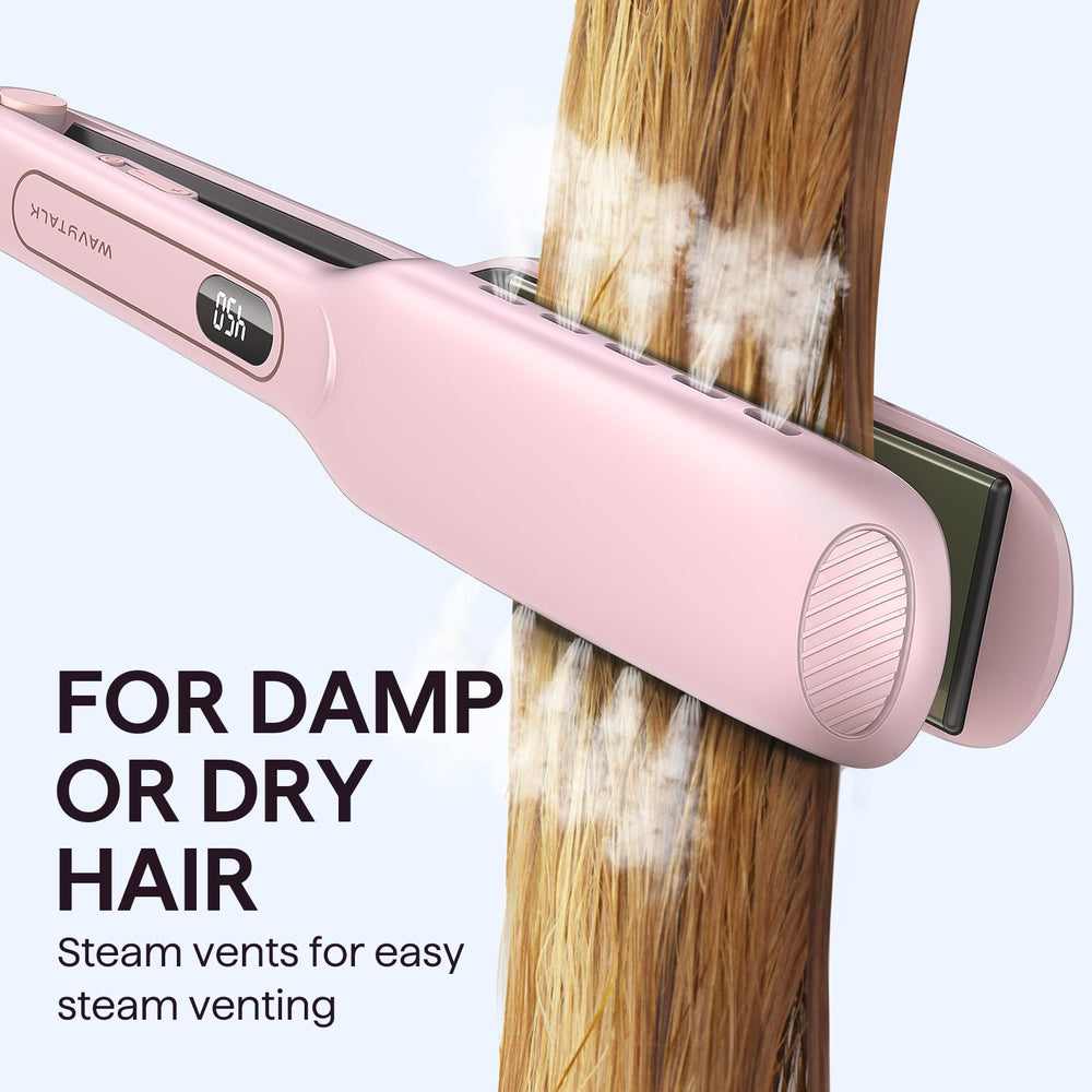 Wavytalk wide 1.75-inch flatiron ideal for long, thick hair on damp or dry hair.