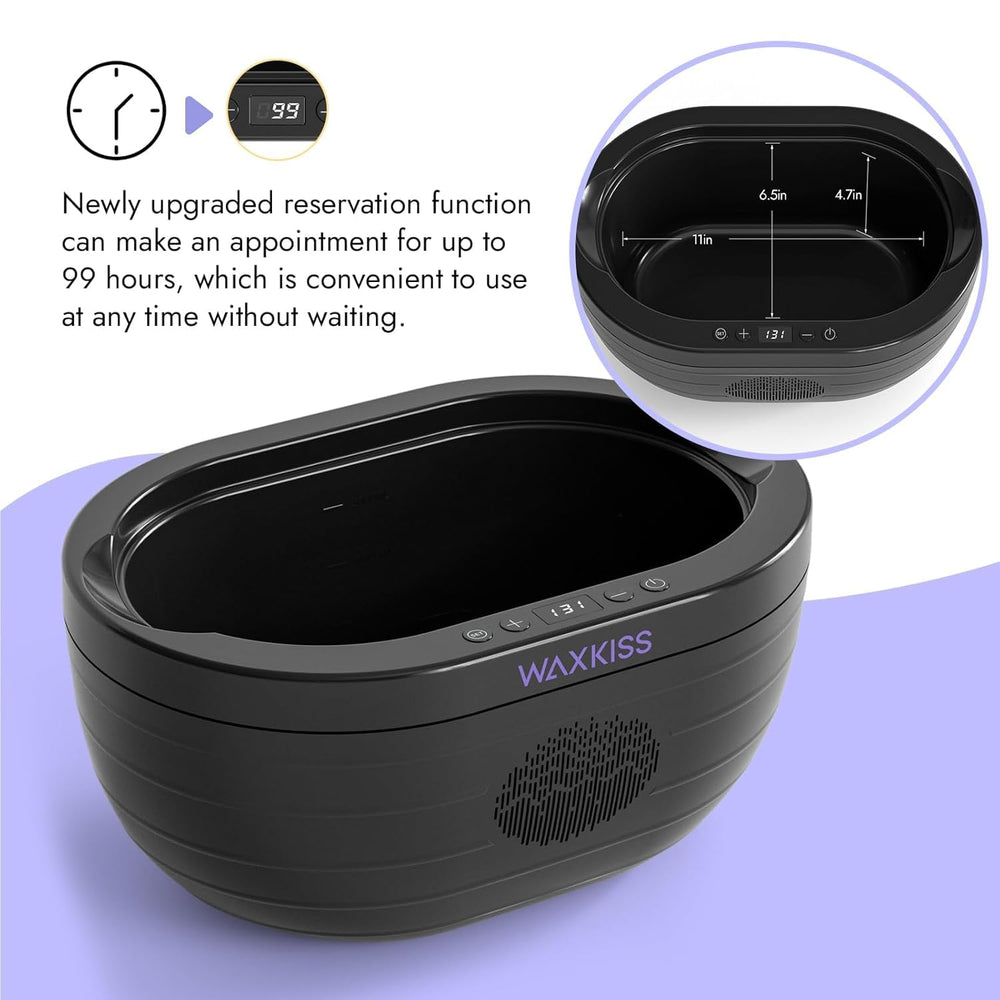 Waxkiss digital temperature display showing precise heat for comfortable use