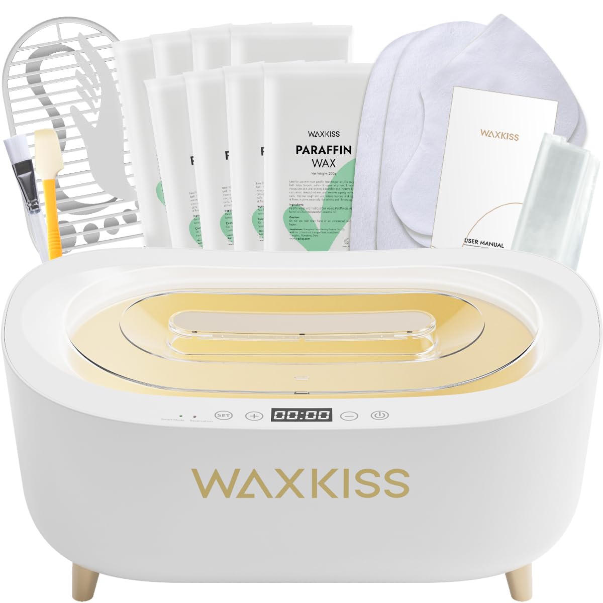Waxkiss intelligent paraffin machine for hands and feet – front view, ideal for at-home spa sessions.
