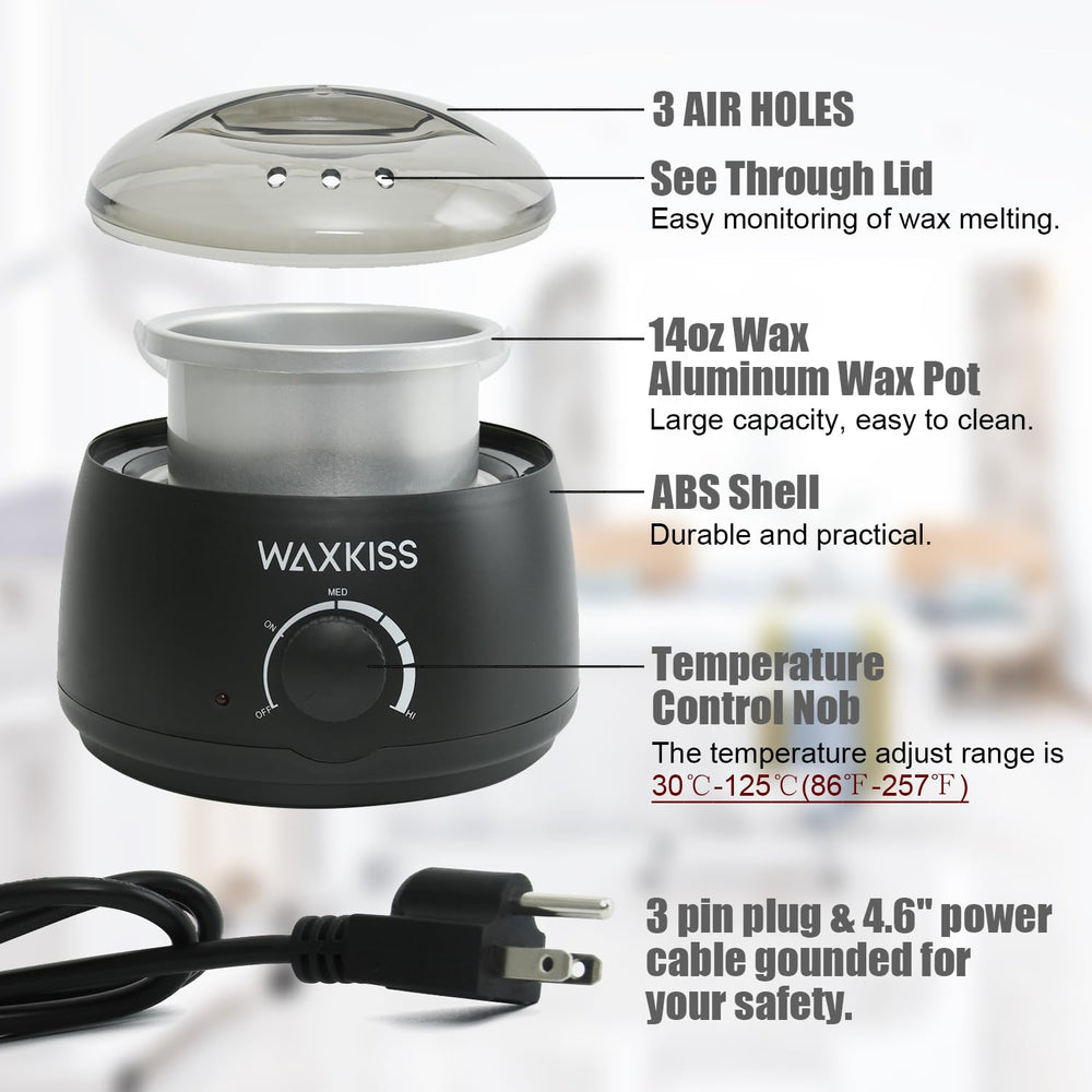 Waxkiss wax warmer with removable aluminum pot for quick cleaning