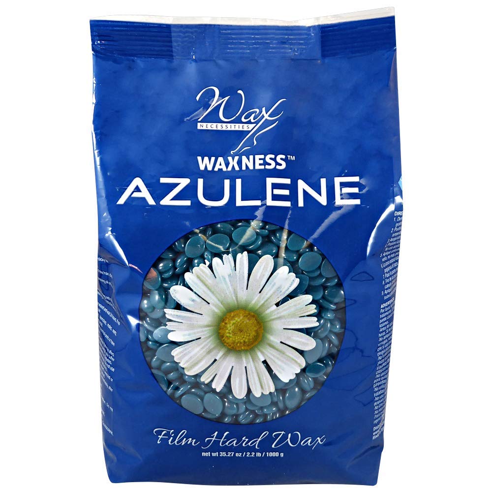 Waxness Azulene hard wax beads in a jar for soothing, stripless waxing sessions.