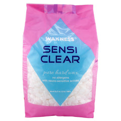 Waxness Sensi Clear hard wax beads for precise stripless hair removal on face and body.