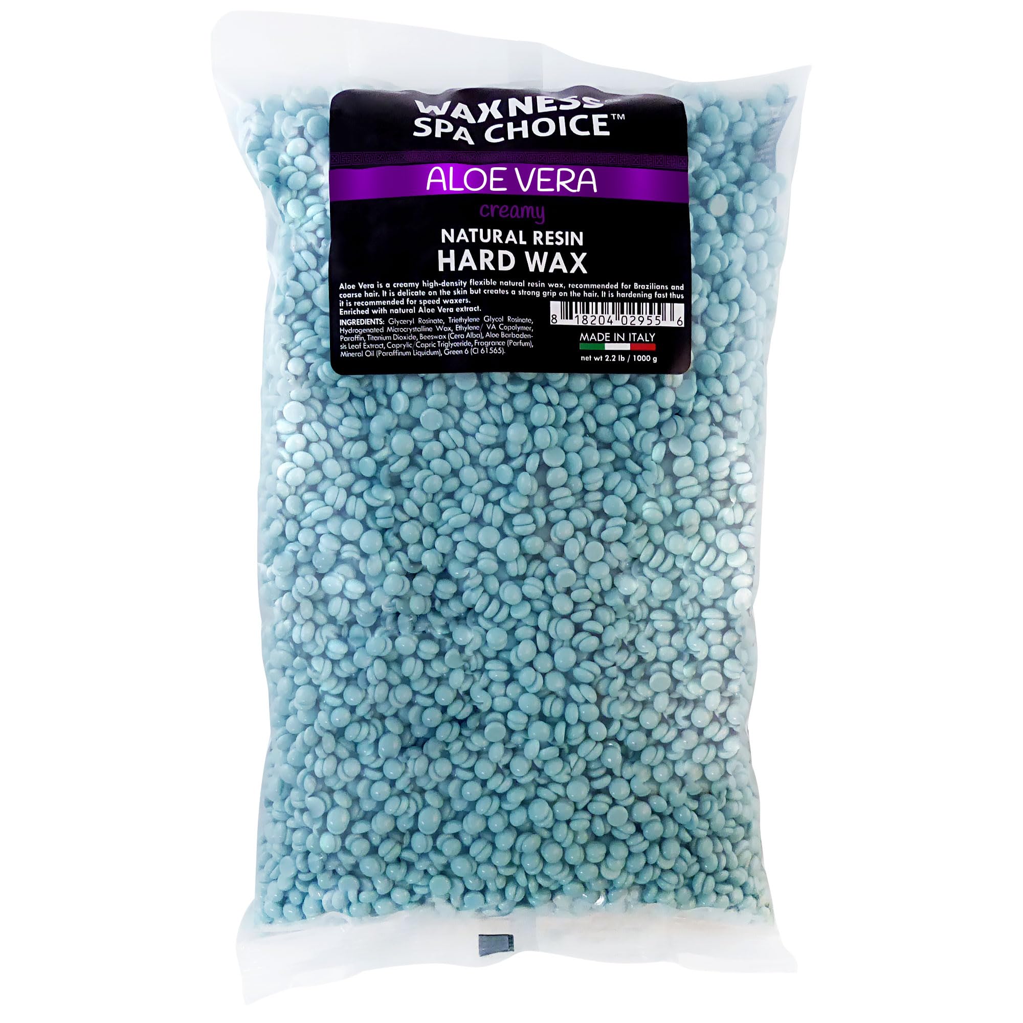 Waxness Spa Choice Aloe Vera hard wax beads bag for gentle waxing.