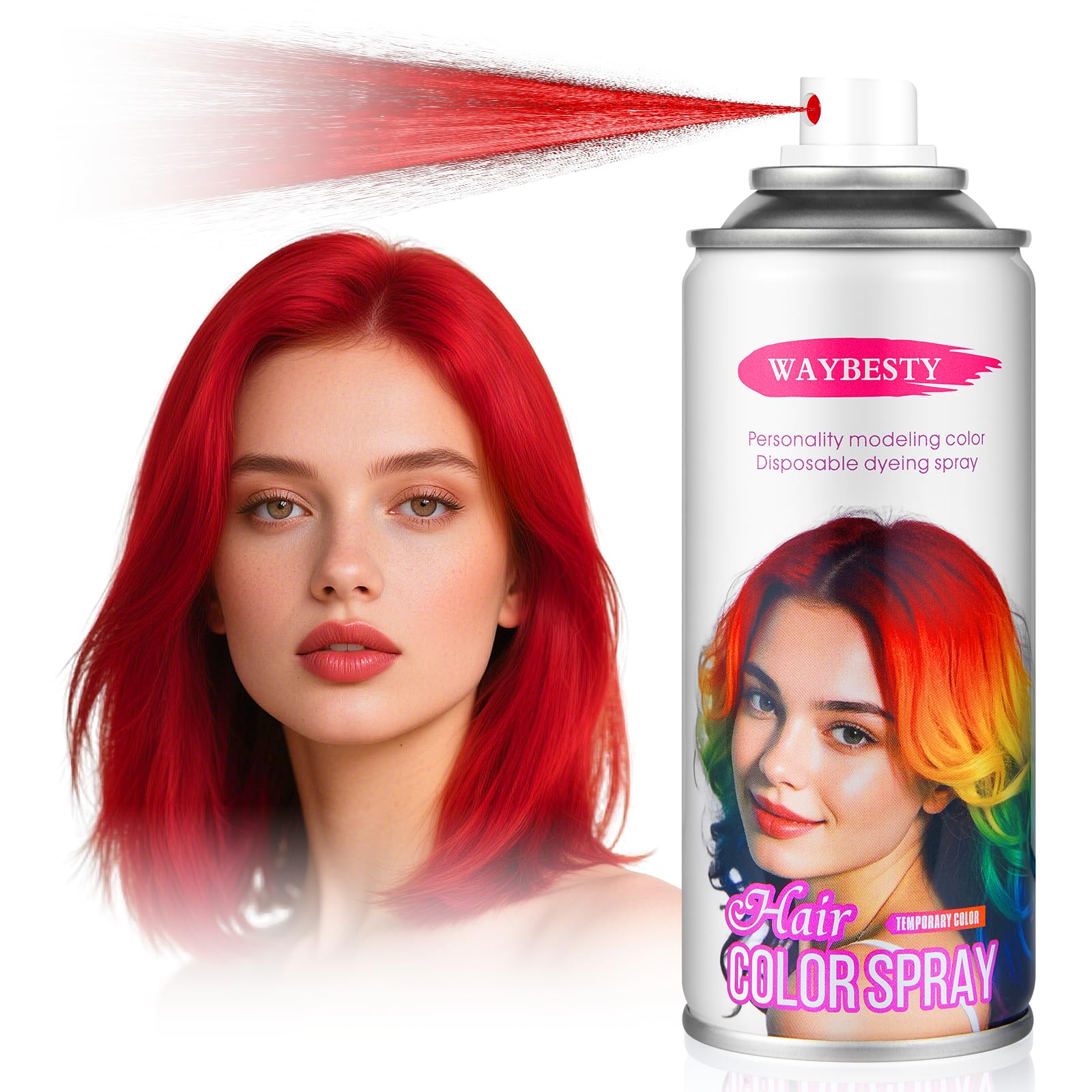 Waybesty Fiery Red spray bottle ready for quick vibrant color applications.