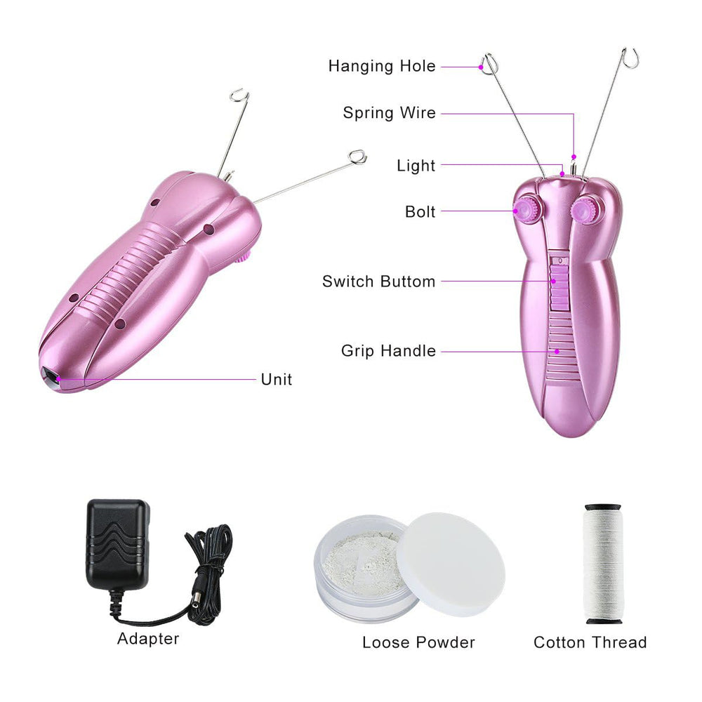 Product image showing WAYCOM facial hair remover packaging and accessories.