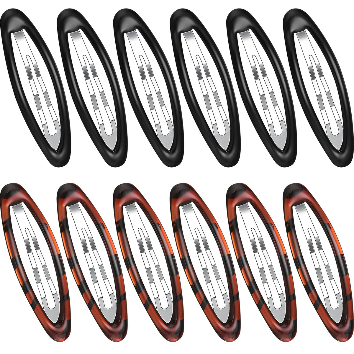 Waydress 12pc hair clip set closeup highlighting durable metal snap clips for daily styling