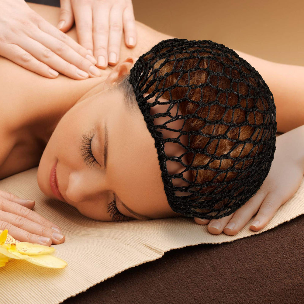 Waydress hair net snood guards hair while bathing and during daily routines