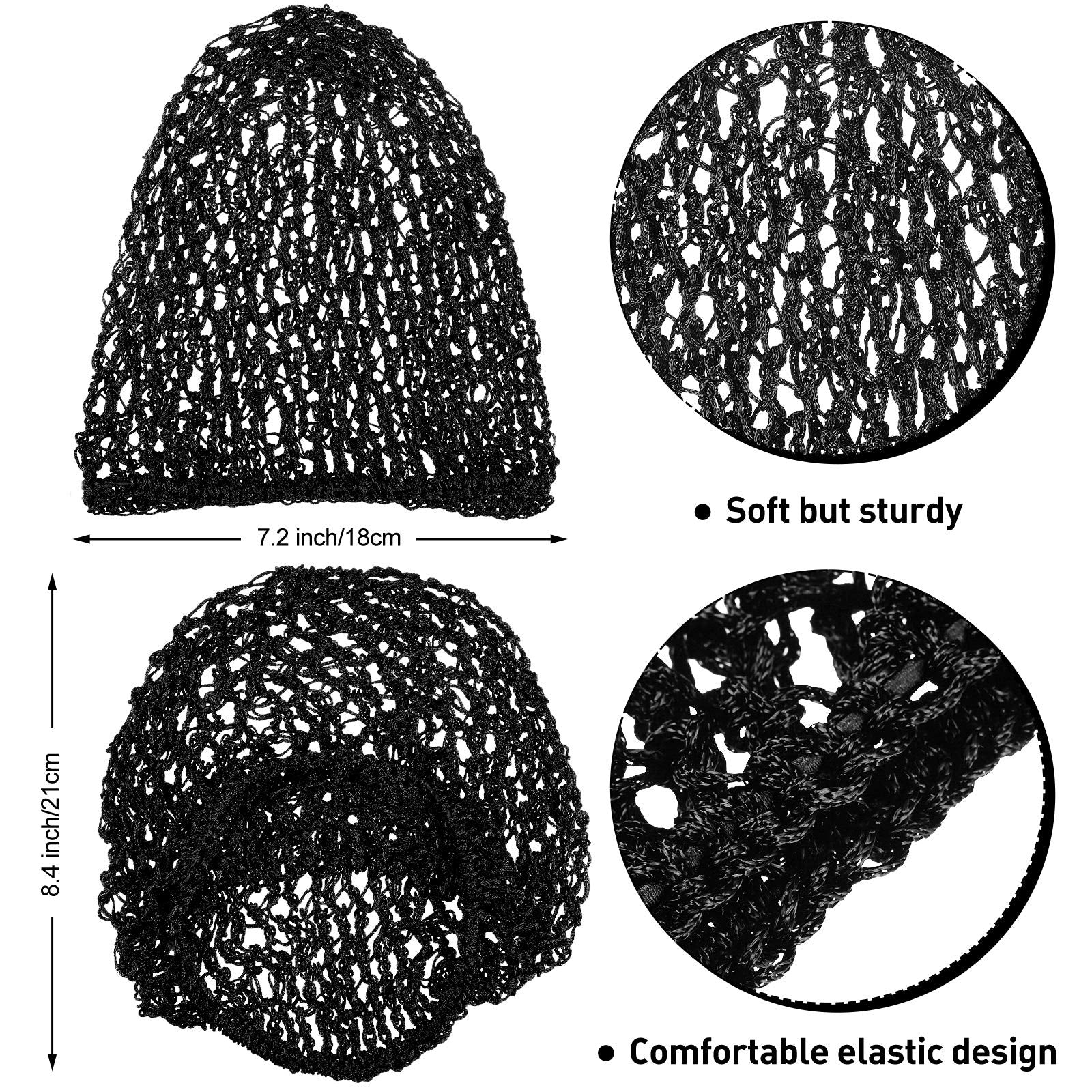 Waydress detalle-gorro-rayon-crochet negro, textura transpirable.