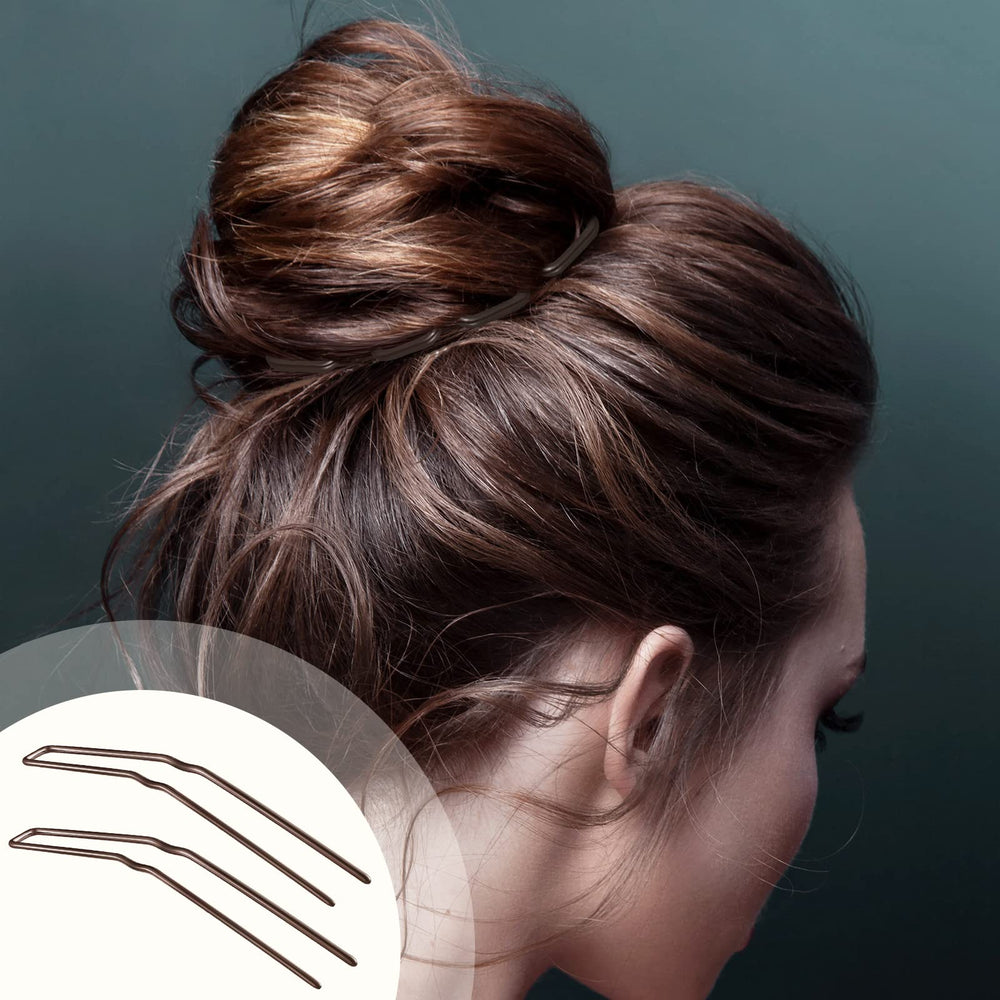 Waydress horquillas-U de color marrón elegante, se integran con cabello natural.