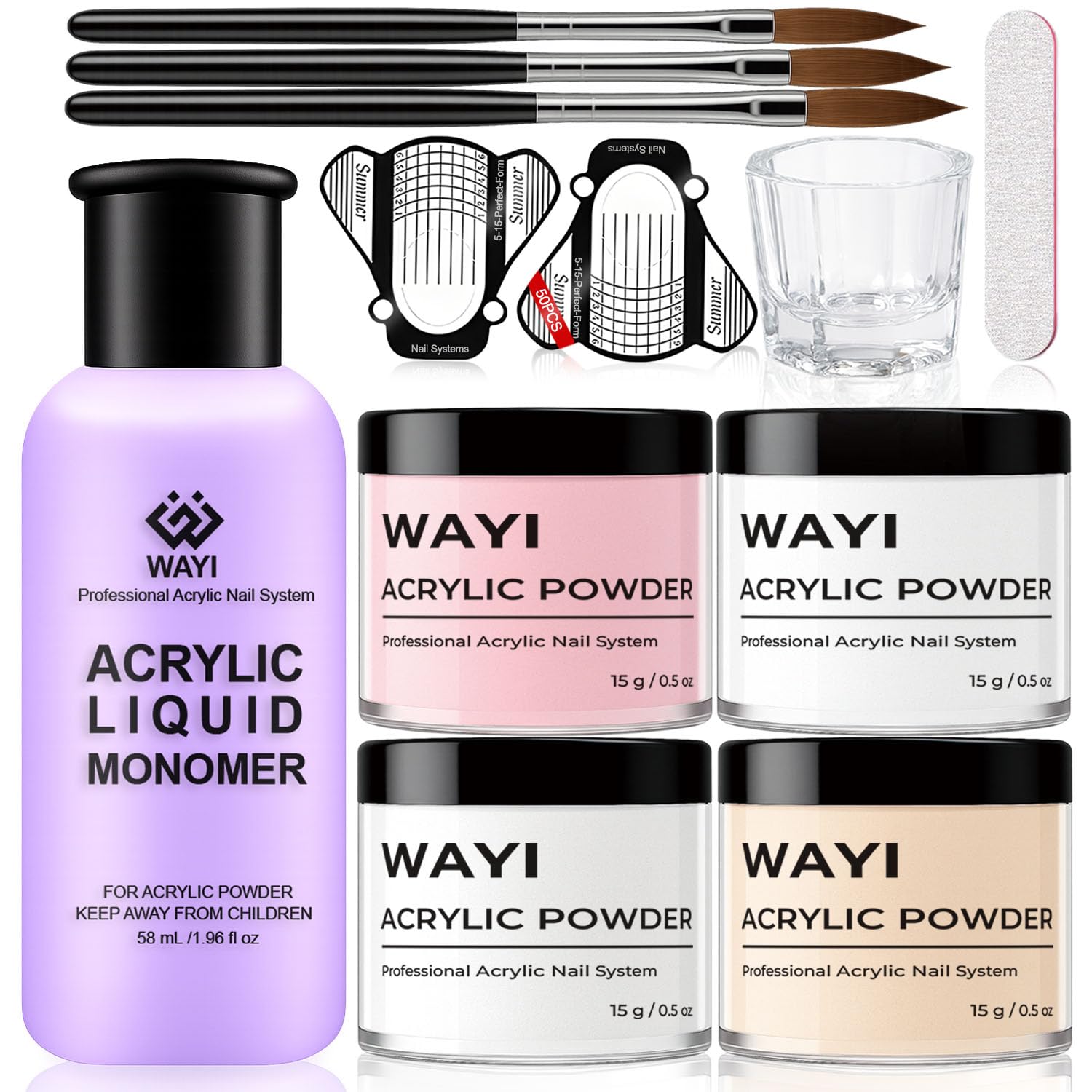 WAYI polvos rosa acrílicos para un acabado suave y duradero en uñas