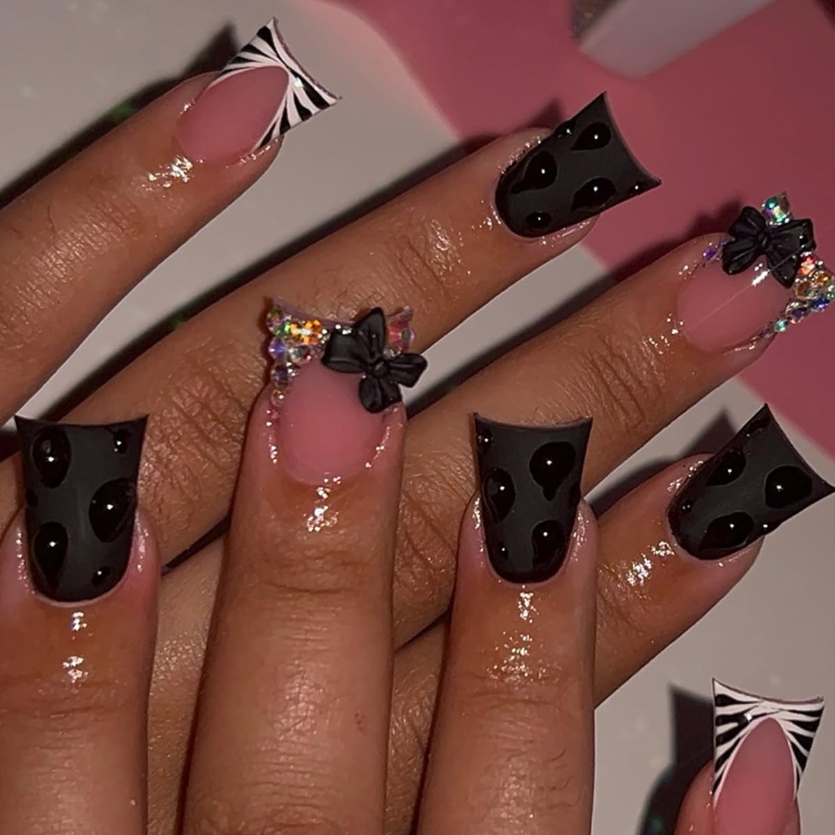 Uñas artificiales WBRRFJJ acabado brillo, diseño moderno para eventos