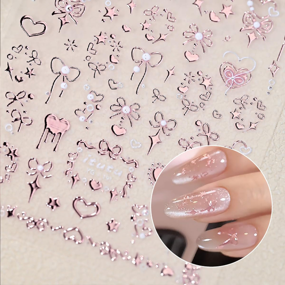 WBRRFJJ Corazones 3D en relieve para uñas, estilo único