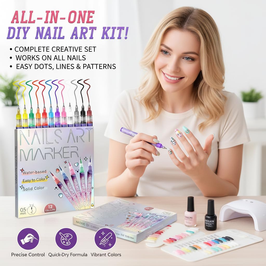 Wcatea beginner-friendly nail art pens for easy designs.
