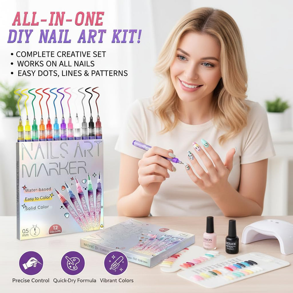 Wcatea beginner-friendly nail art pens for easy designs.