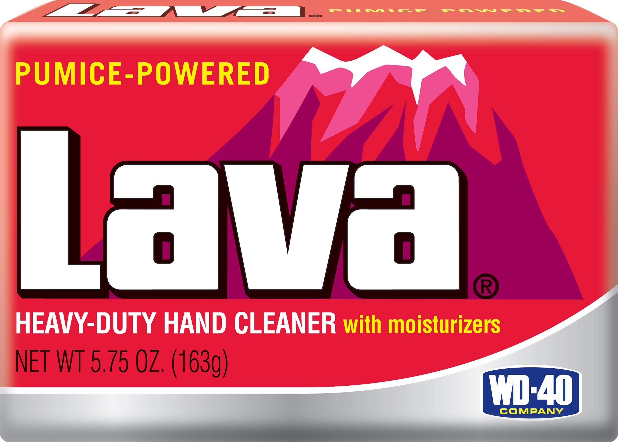 WD-40 Lava Heavy Duty Bar Hand Cleaner moisturizing formula keeps hands soft after use.