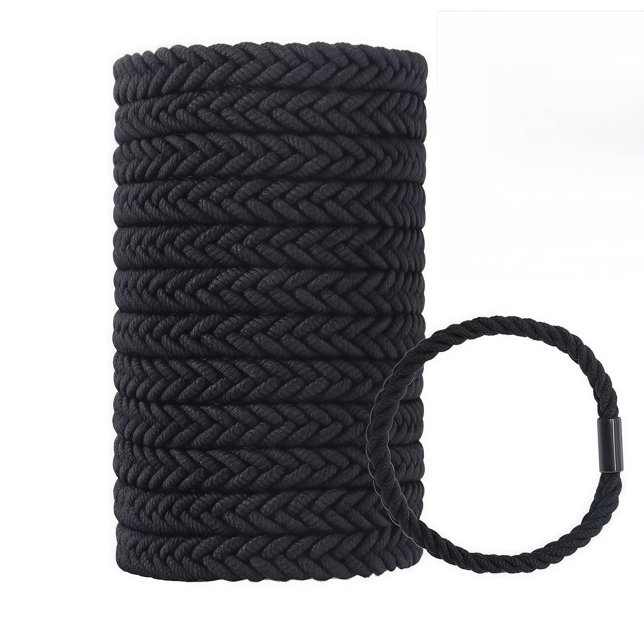 WDGROW lazo para pelo grande trenzado en negro, cómodo para uso diario