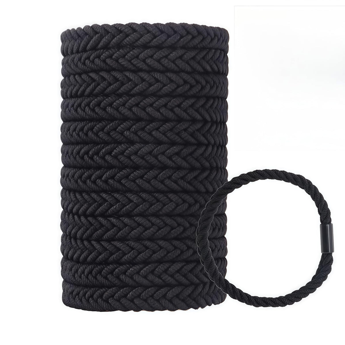 WDGROW lazo para pelo grande trenzado en negro, cómodo para uso diario