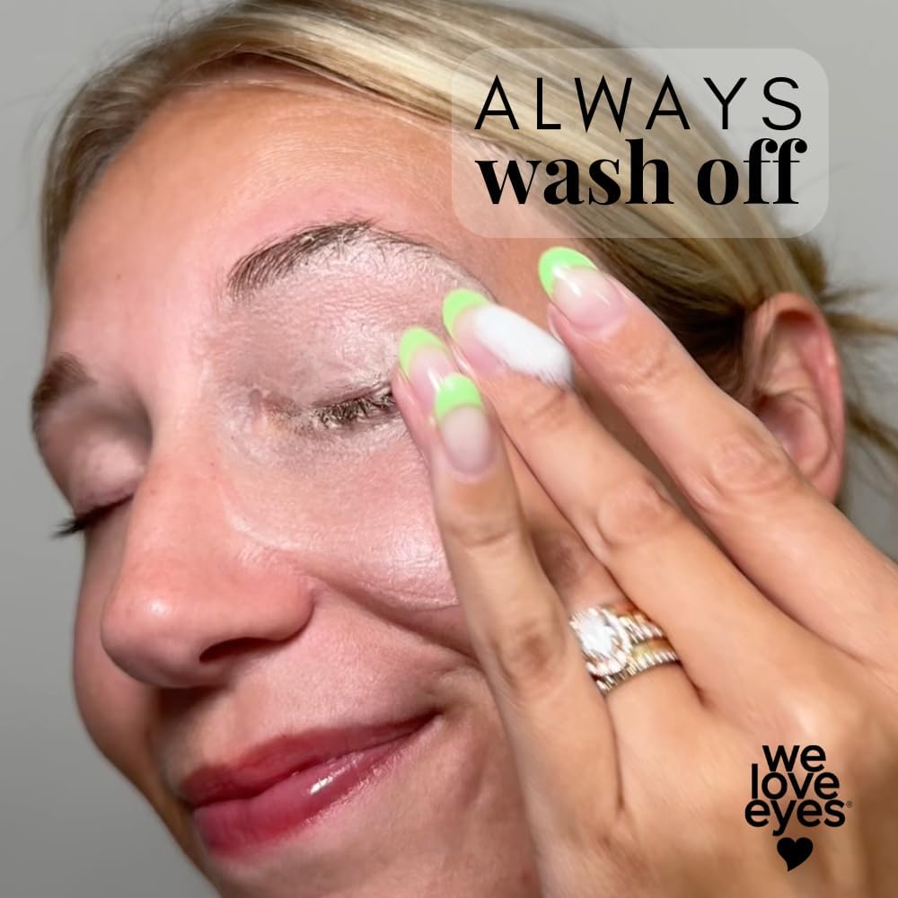 Hands applying a small amount for gentle eyelid cleansing.