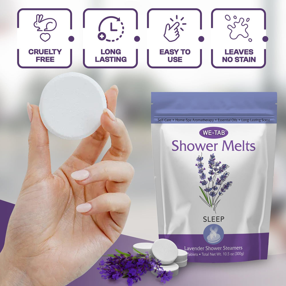 We-Tab pastillas para ducha aceites esenciales puros de lavanda.