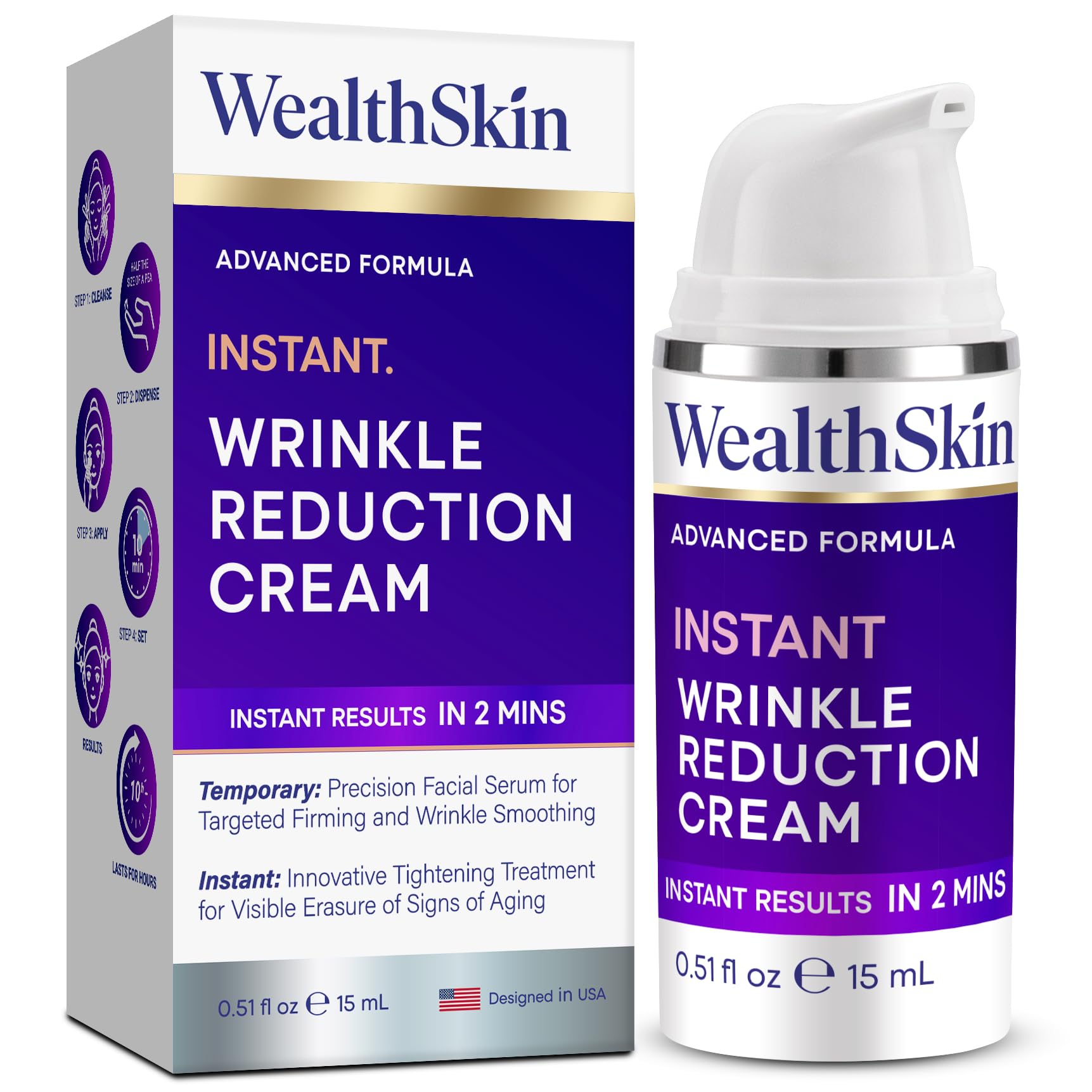 Wealthskin crema ojos: aplicación rápida para reducir arrugas y mirada más fresca.