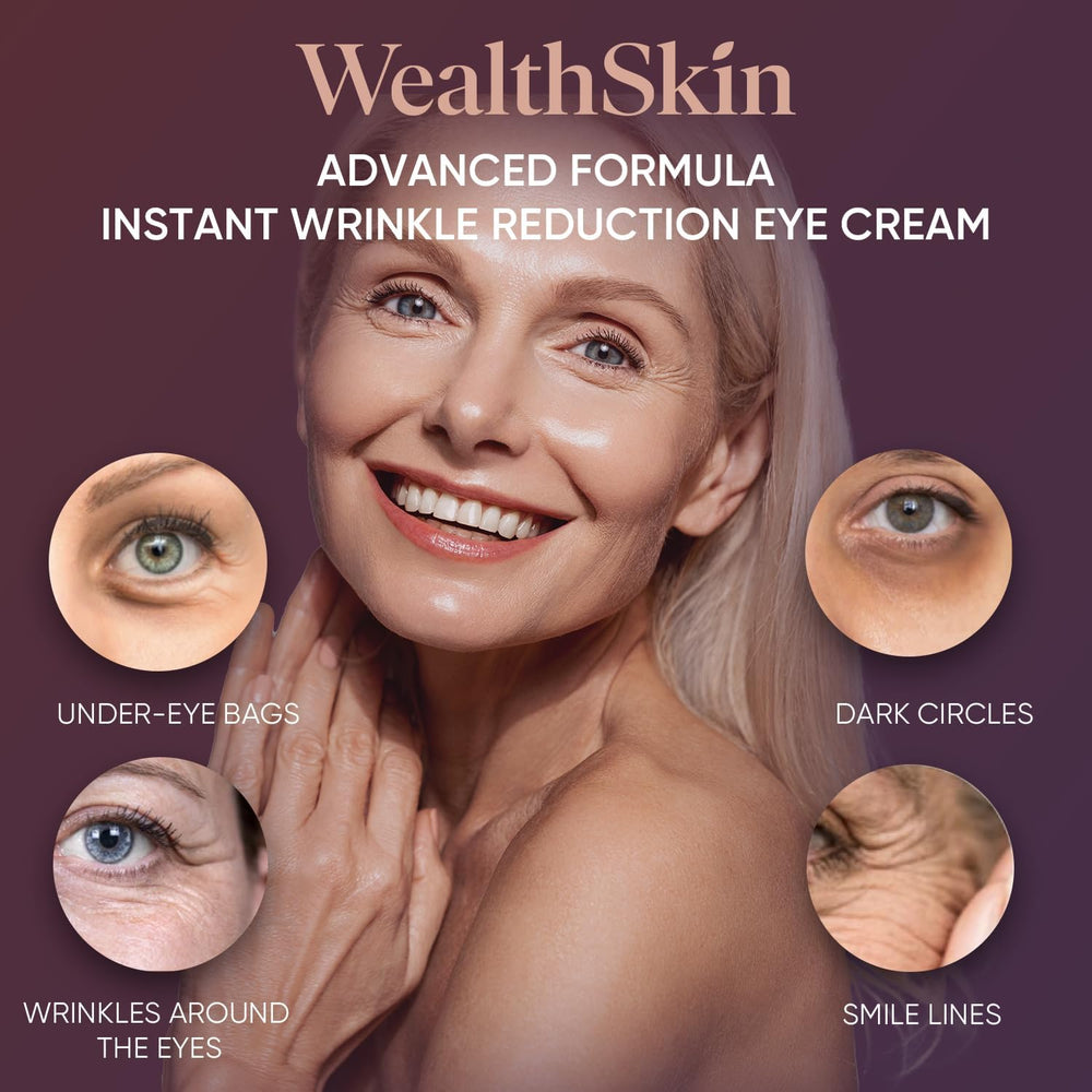 Wealthskin crema ojos: firmeza inmediata que suaviza líneas finas.