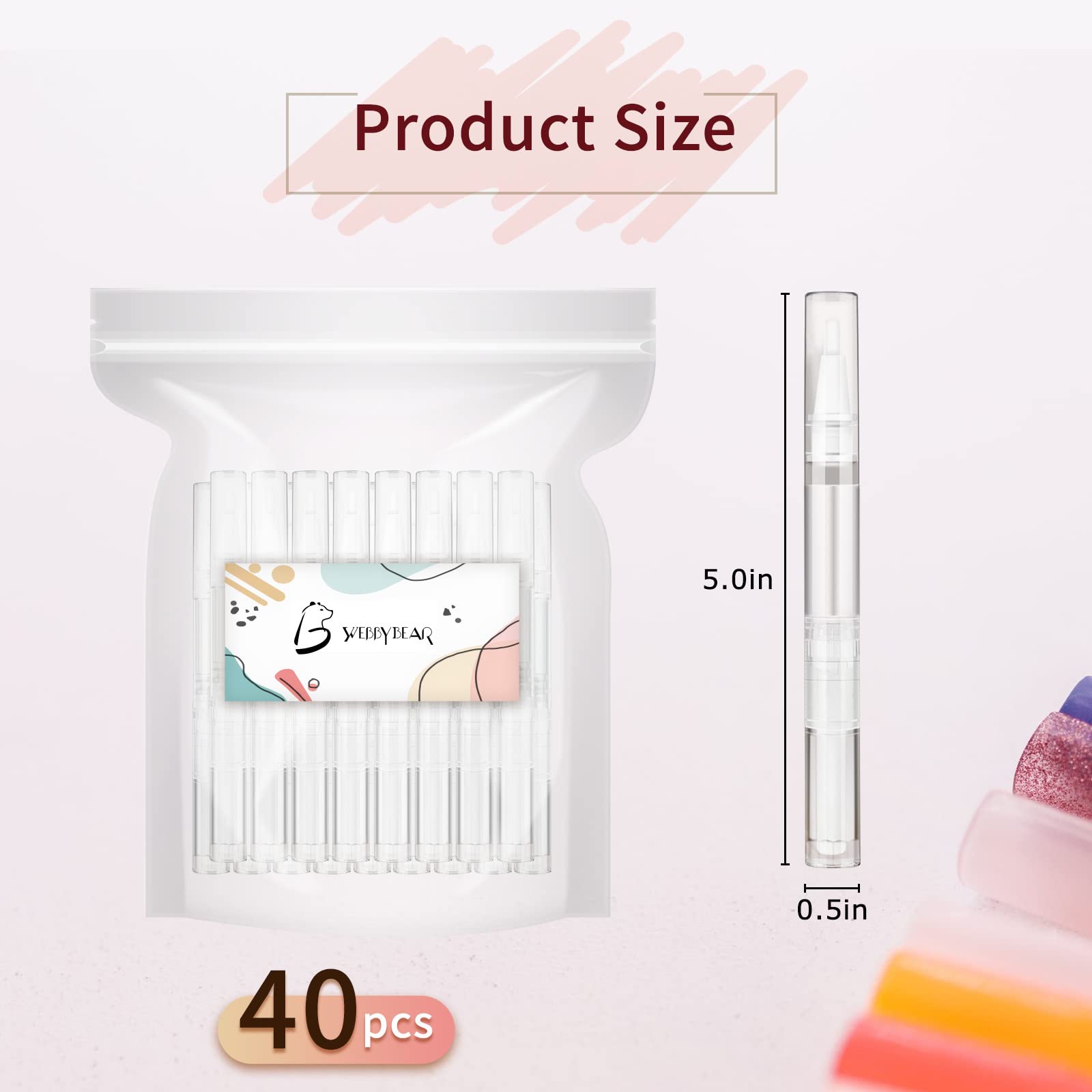 WEBBYBEAR transparent twist pen with brush tip for even oil application.