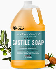 WEBE Pure Jabón Castile sin aroma para rellenar botellas de 64 onzas.