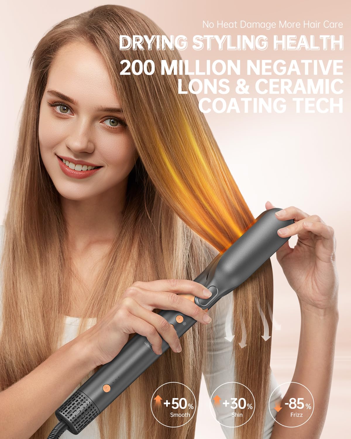 WeBeauty seven-in-one attachments enable curling, straightening, and volumizing in one device