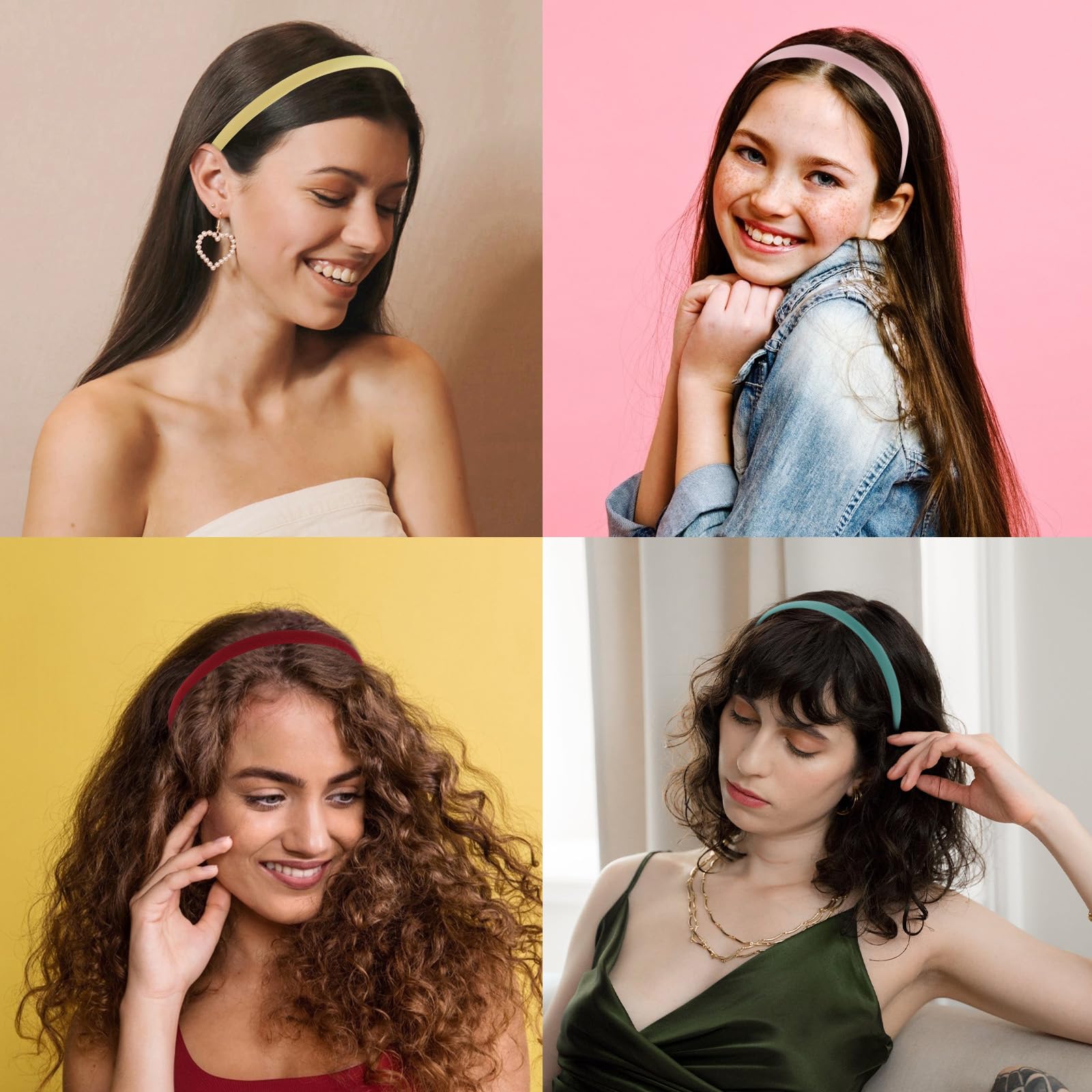 Diadema satén multicolor de Wecoe, ideal para looks casuales y fiestas.