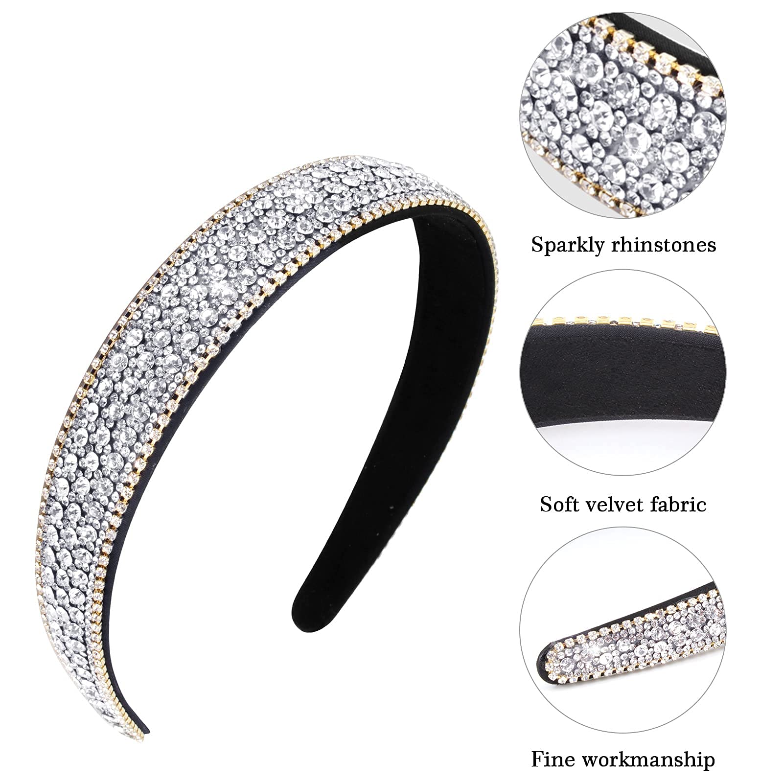 Wecoe silver headband interior with soft fabric for comfort