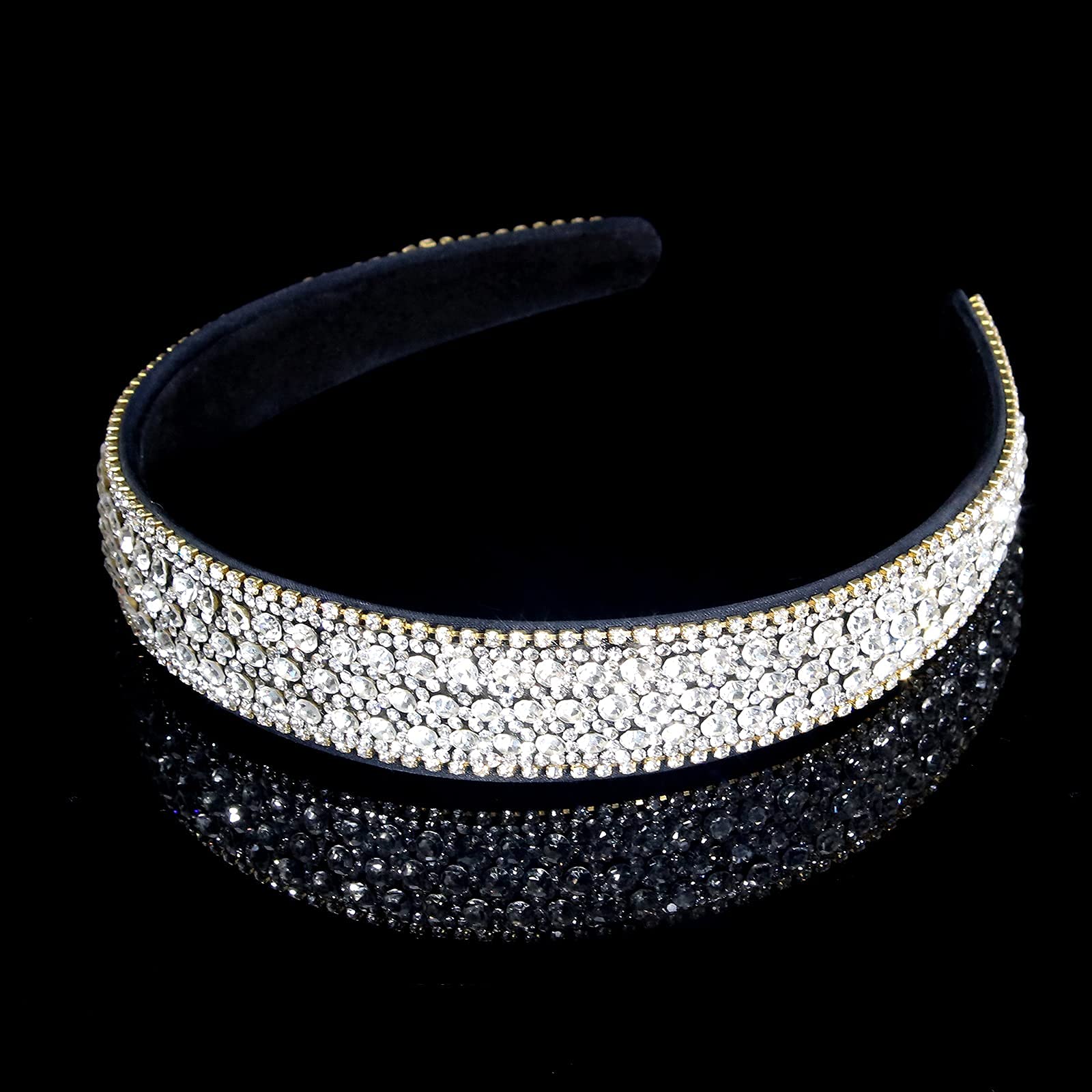 Wecoe silver rhinestone headband close-up, dazzling for outfits