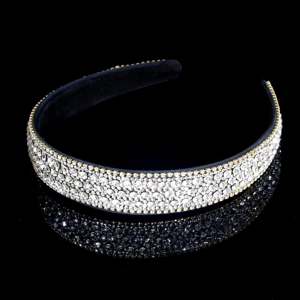 Wecoe silver rhinestone headband close-up, dazzling for outfits