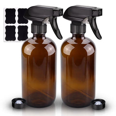 Wedama amber glass spray bottle 16oz with adjustable nozzle for versatile cleaning and essential oil use.