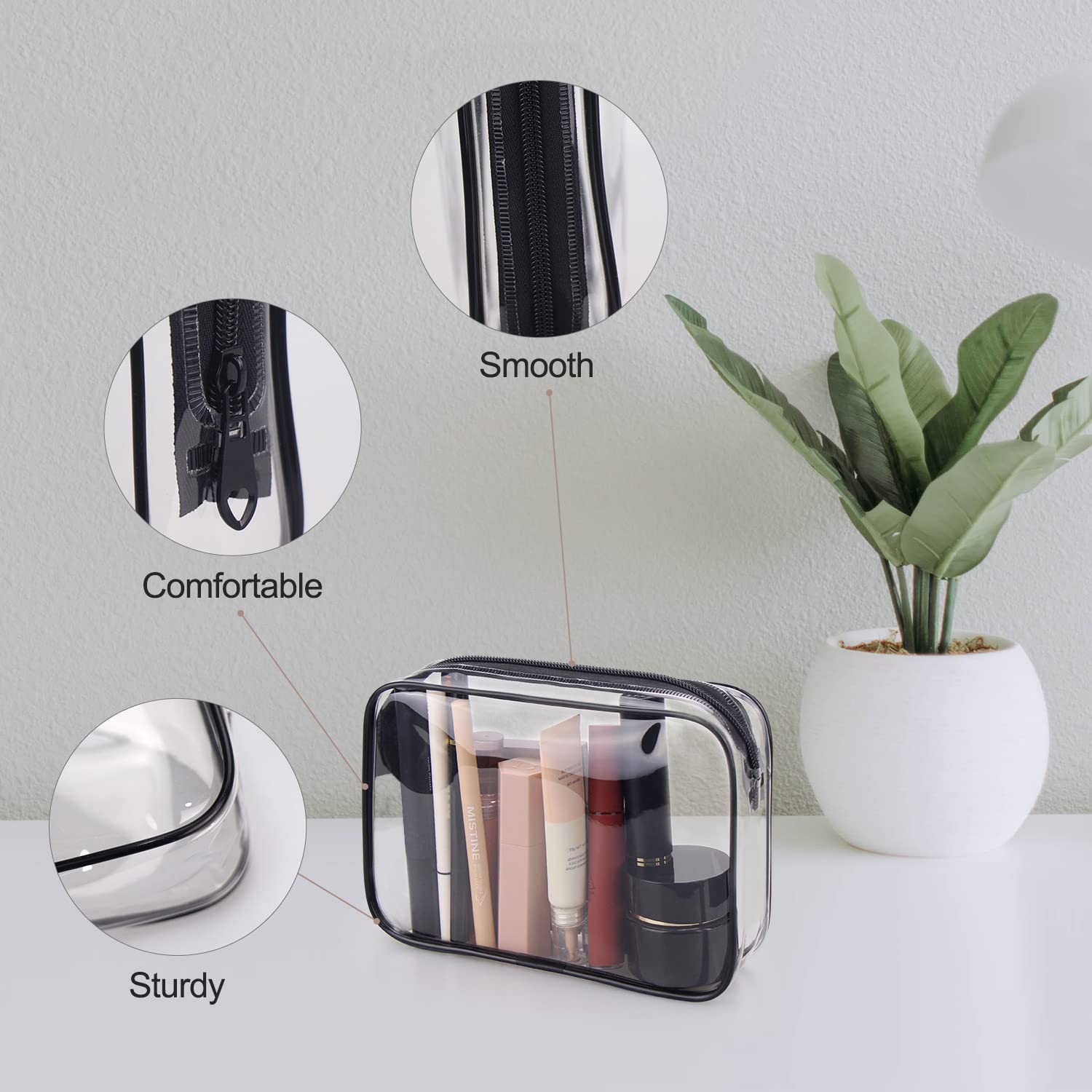 Wedama quart-size bag ideal for toiletries and cosmetics on flights.