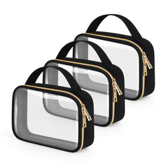Wedama 3-pack clear toiletry bags with handles for organized travel.