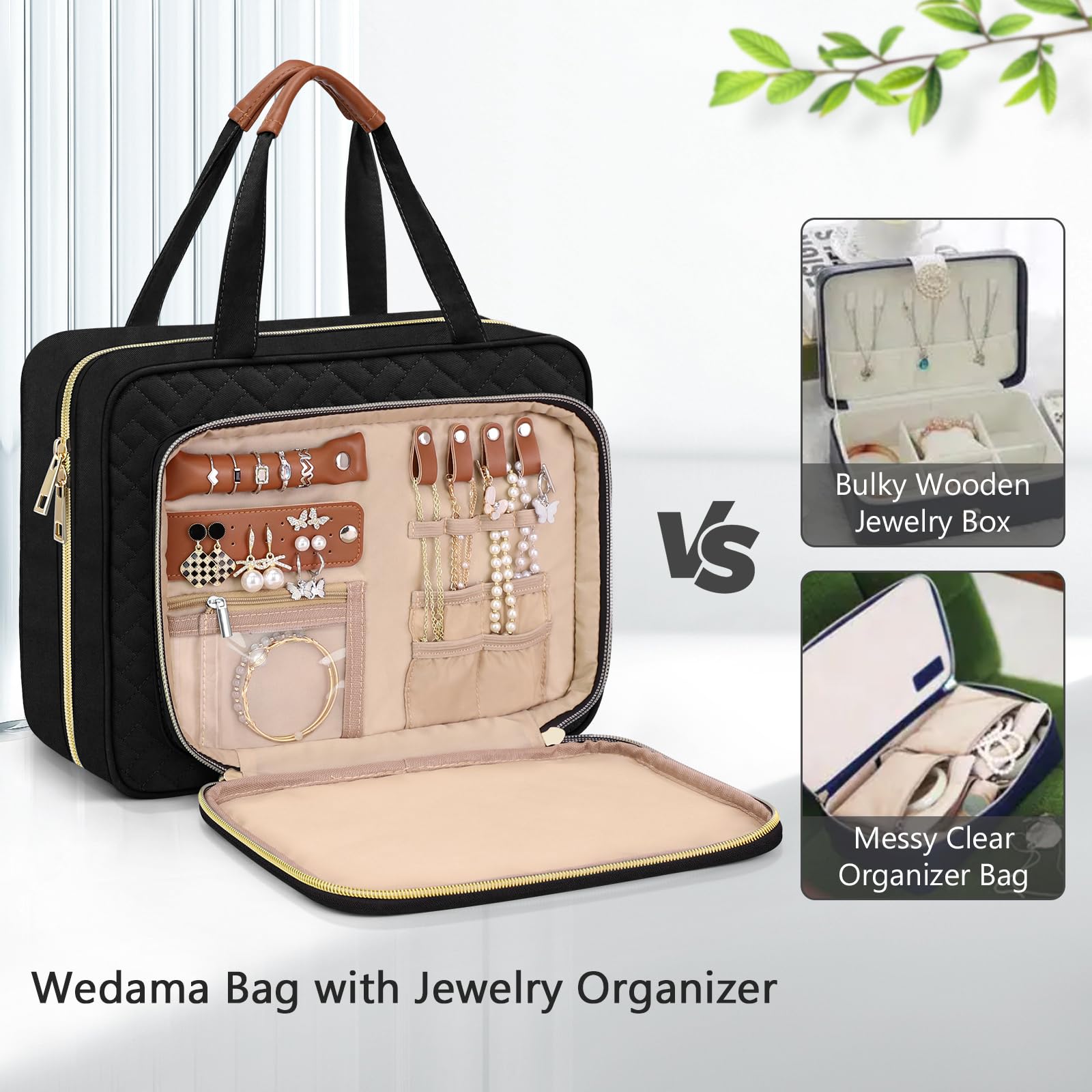 Wedama toiletry bag hanging hook for easy access in hotel bathrooms